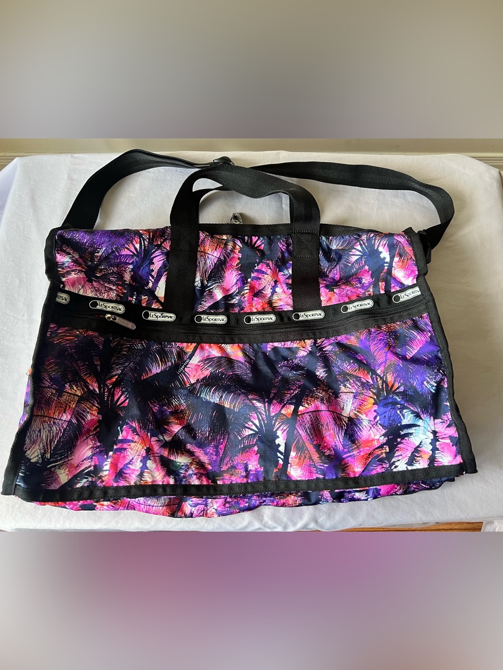 LeSportsac Tropical Palm Weekend Tote - Pink, Purple, Black